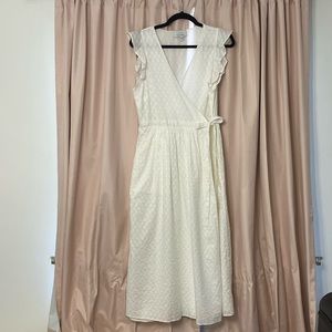 & Other Stories Ivory Eyelet Ruffle Sleeve Dress - Size 10 (Midi Length Dress)